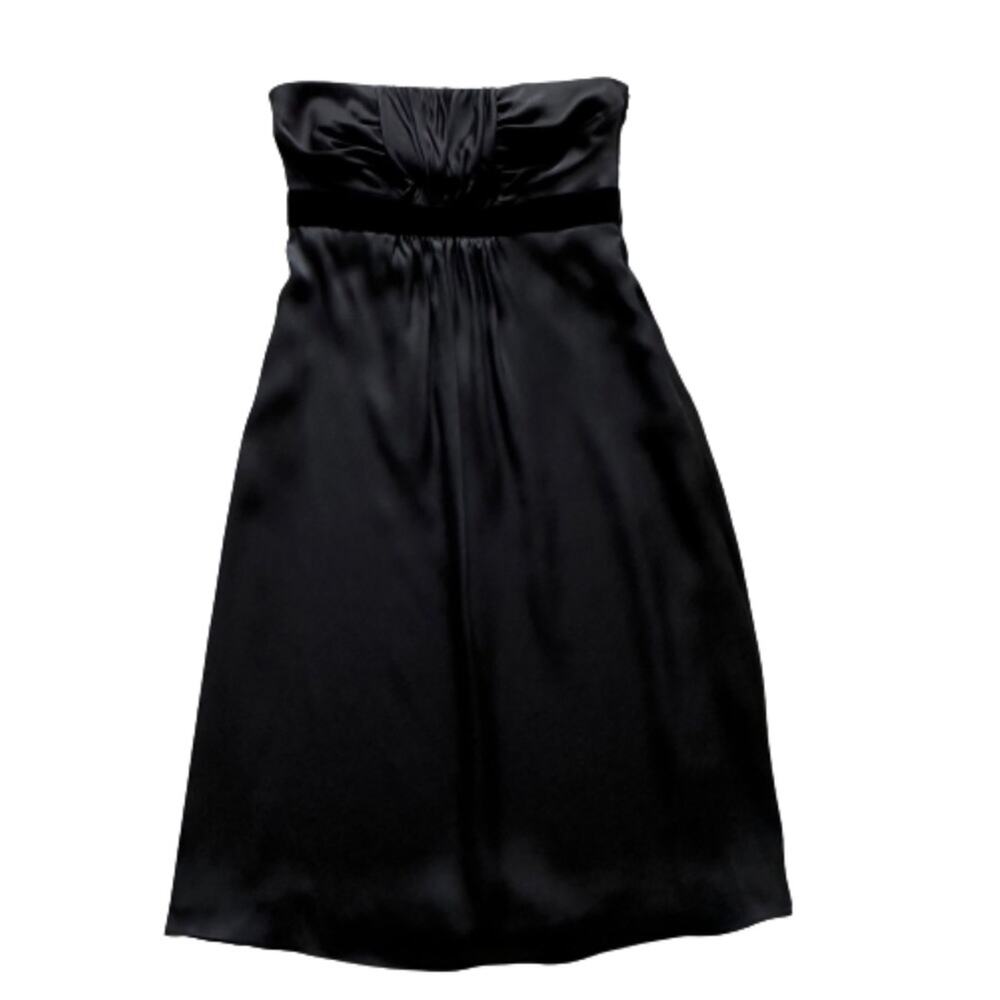 Banana Republic Dress Black Silk Strapless Velvet Ribbon Waist LBD Size 2 NEW